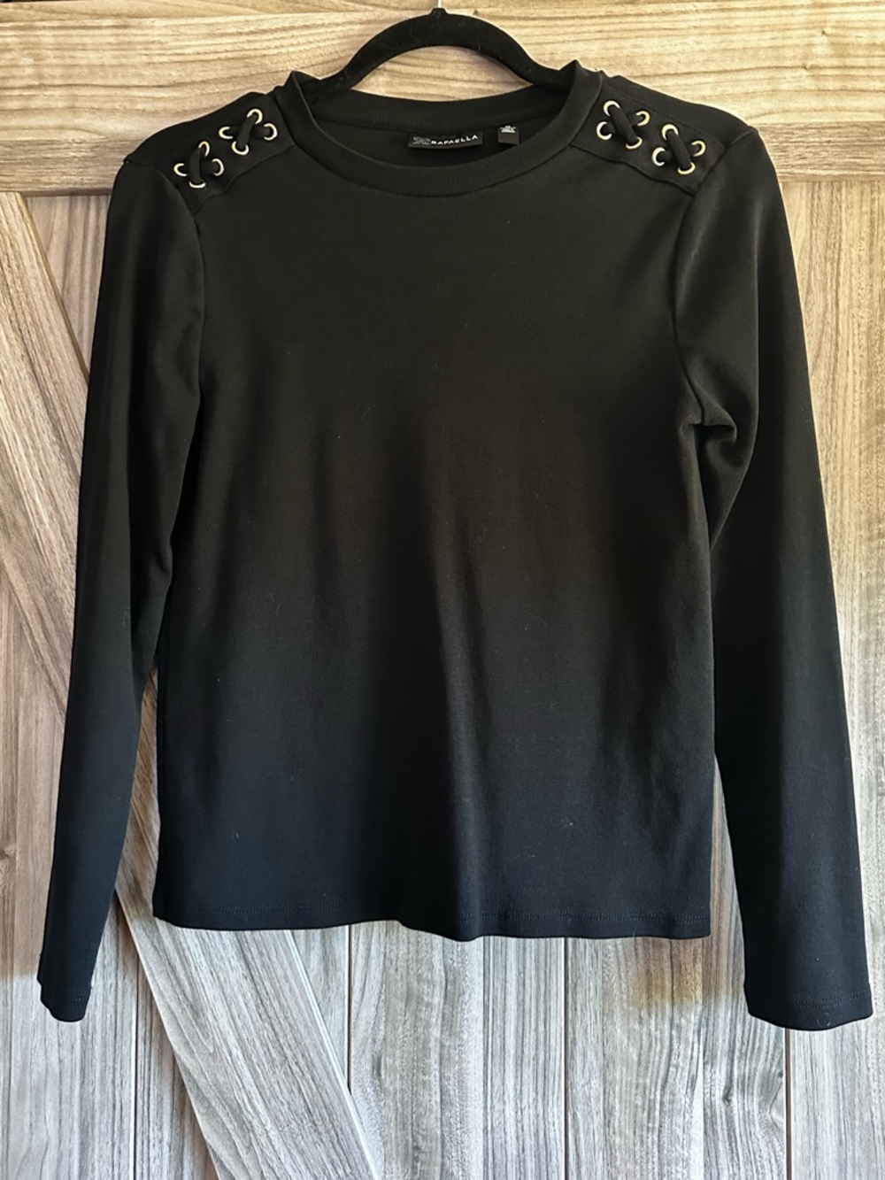 NWOT! Rafella Black Lace-Up Shoulder Long-Sleeve Sweatshirt Buy 2 Get 1 Free!
